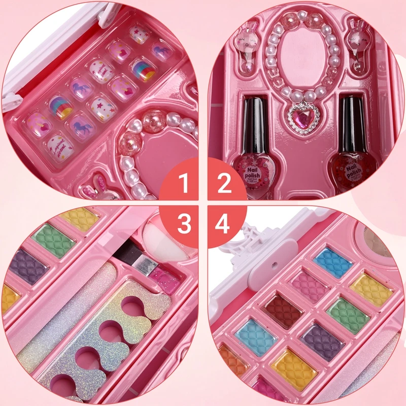 Girl Simulation Pretend Princess Makeup Toys Play House Children Cosmetics Lipstick Eyeshadow Set for Kids Cosplay Game 4