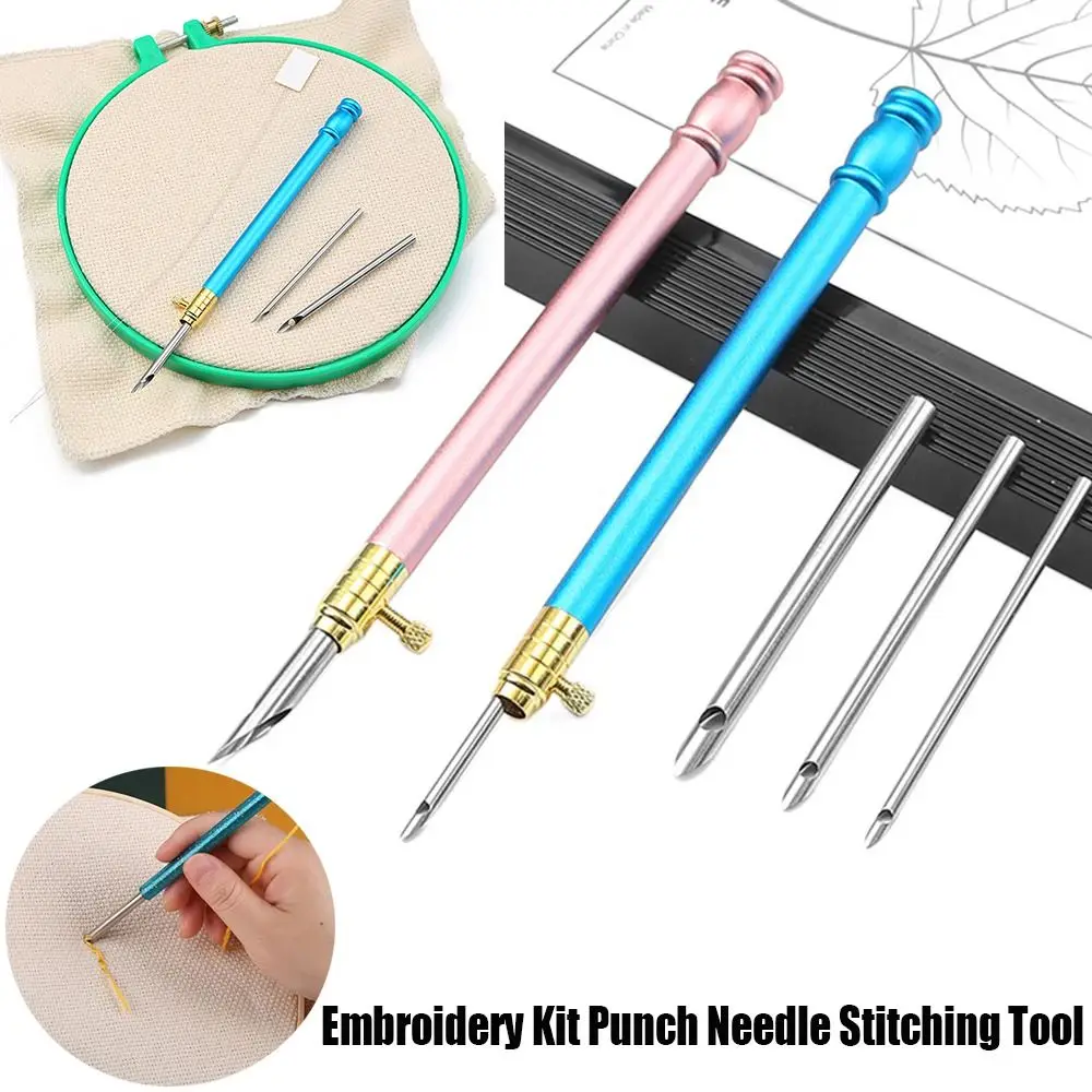 Lmdz Embroidery Punch Needle With 3 Needles Punch Pen Embroidery Cross  Stitch Craft Kit French Crochet For Sewing Knitting - Sewing Needles -  AliExpress