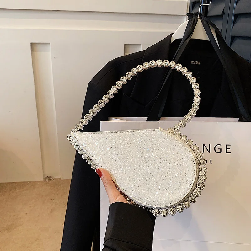 1 Mini borsa a tracolla in metallo argento con fiocco decorativo carino