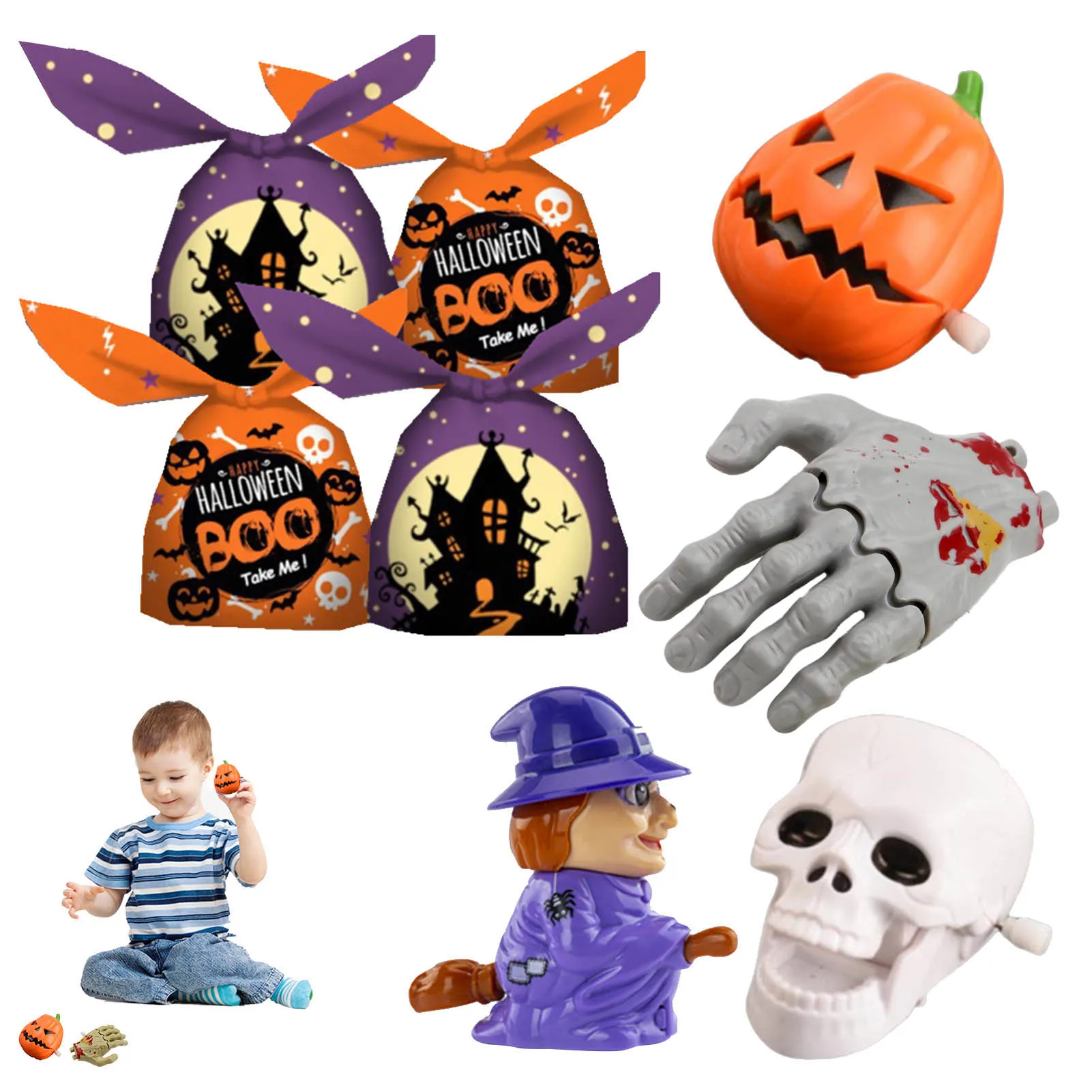 Babigo Halloween Clockwork Toy 12 Pcs Wind Up Toys Supply for Kids Party Favors Goody Bag Filler 