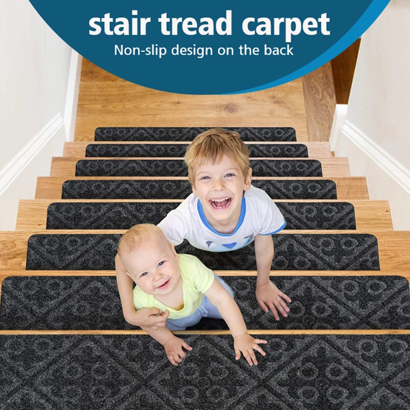 

76*20cm Self-adhesive Stair Mats Kids Safety Non-Slip Staircase Step Mat Washable Reusable Stair Floor Protection Pad Home Decor