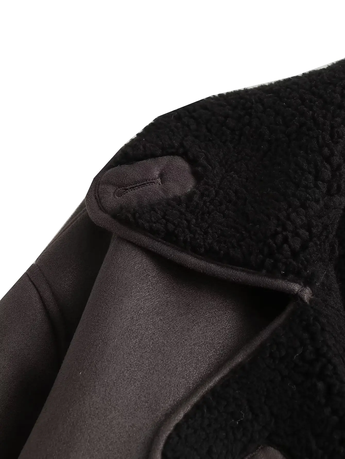 2023 Winter Frauen Warme Jacke Vintage Casual Solide Faux Leder Langarm Mantel Weibliche Windjacke Outwear Revers Tops – Detail 12