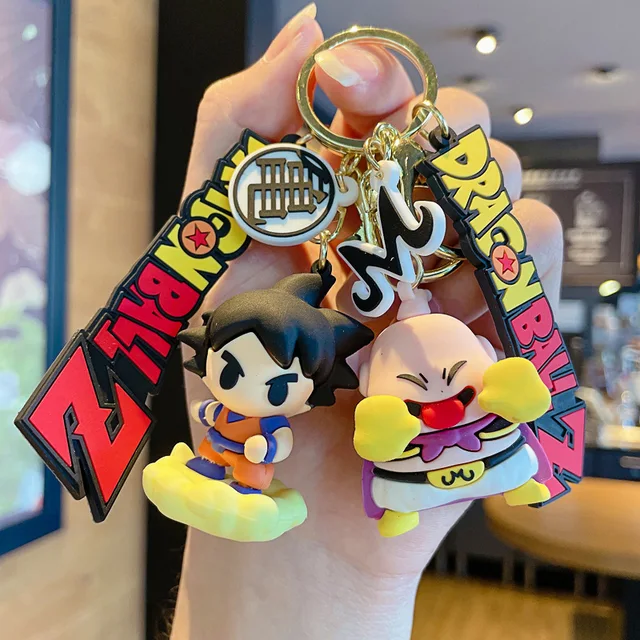 Dragon Ball Keychain PVC Cartoon Anime Figure Trunks Son Goku Piccolo Buu Vegeta Action Figures Key Chain Keyring Bag Pendant 3