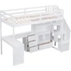 Bunk Beds Twin Loft Bed, Stairs and L-Shaped Desk, Solid Wood Loft Bed Frame with Bookcase and Storage Drawers, Loft Bed 5