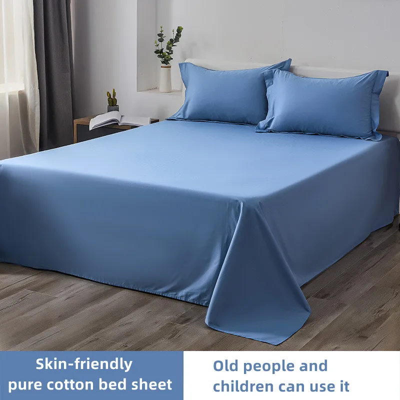 

100% Cotton Bed Sheets Pure Color Cotton Bed Cover Student Dormitory Single Sheets Queen Size Bed Sheets
