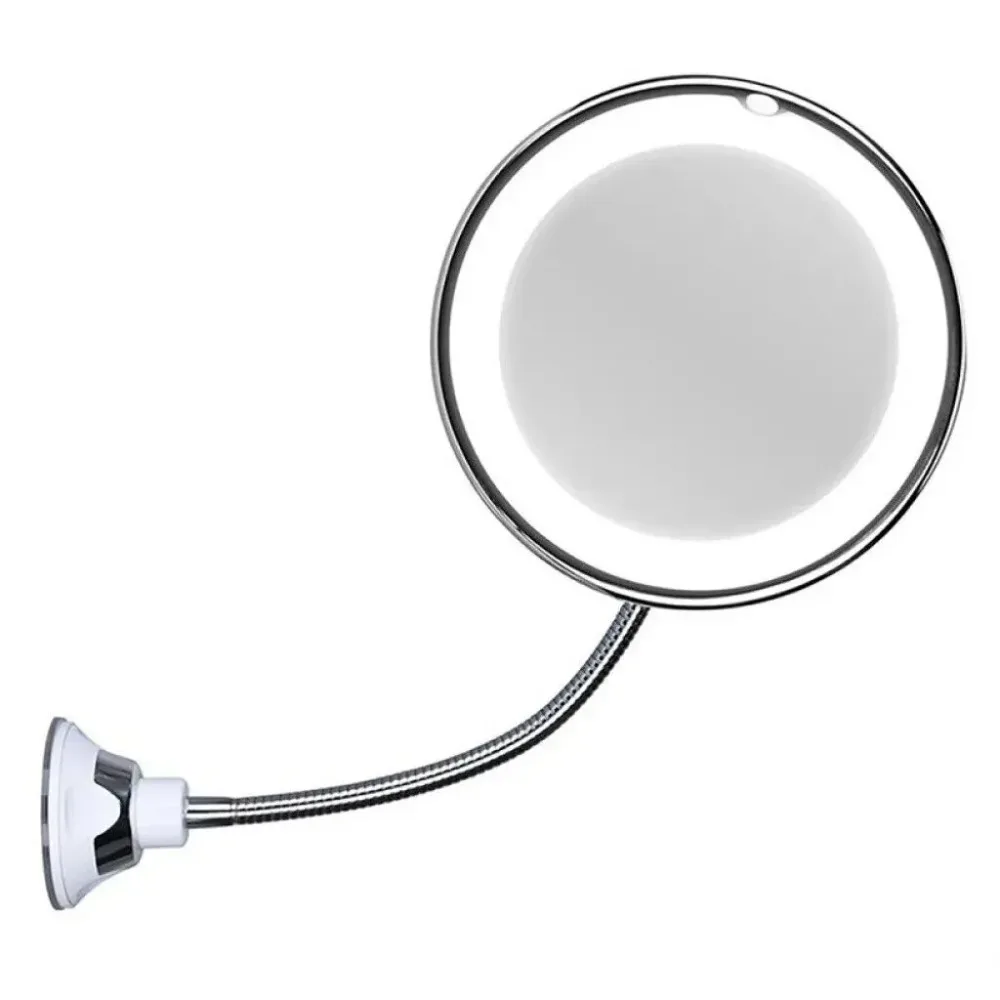 360 Degree Rotation Makeup Mirror Wall-Mounted 10x Magnifying Vanity Mirrors LED Light Illuminated Suction Cup
