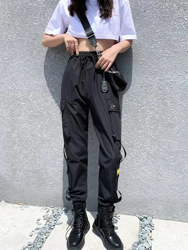 Women Cargo Pants Harem Pants Pockets Jogger Trousers With Chain Pants