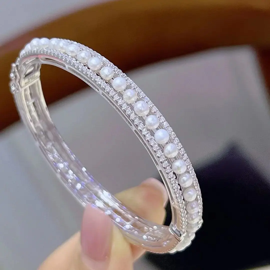 

ZOCA Real 925 Sterling Silver Clear CZ Platinum Fashion Bangles For Women Classic Luxury Wedding Accessories Jewelry Gift
