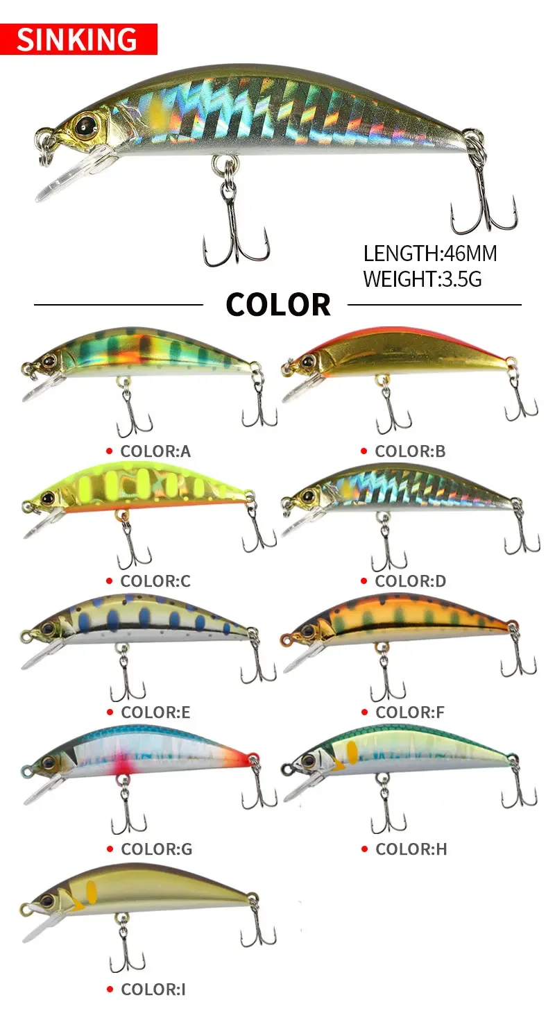 Description Picture 2 of itemEASYFISH 1 PCS 3D Fish Eye Submersible Minnow Bass Croaker 55mm/3.5g Freshwater Creek Mini Road Runner High Quality Hand Painted