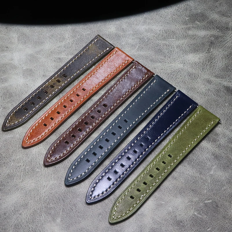 

Quick Release Handmade First Layer Cowhide Leather Watchband 18 19 20 21 20 22mm Vintage Breathable Bracelet Wrist Band Men Belt