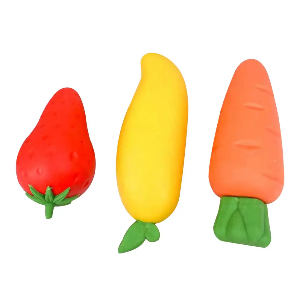 3Pcs 가정용 미니 과일 지우개 어린이를위한 다기능 편리한 카와이 연필 지우개 학생 사무실 그림 용품