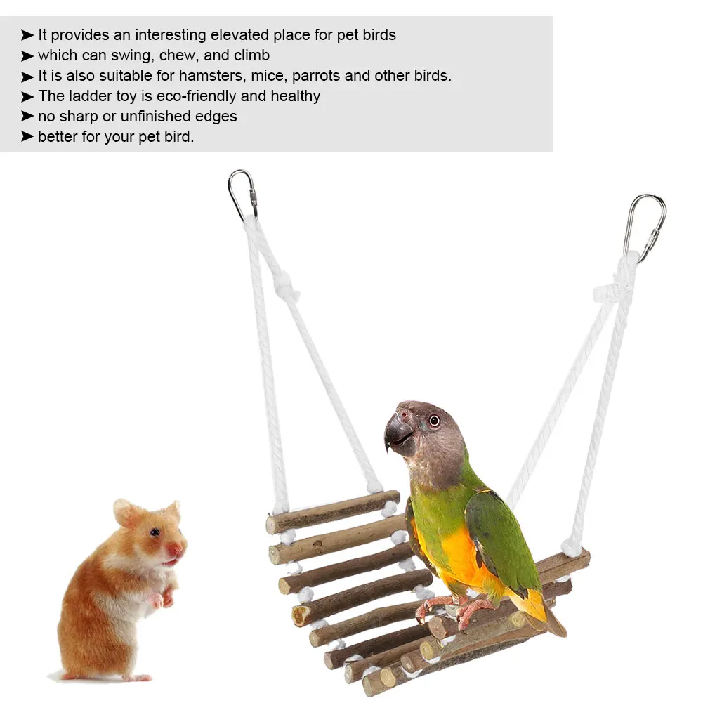 Parrot Log Drawbridge Wooden Ladder, Flexible Swing Bridge, Bird Bite Training Toy