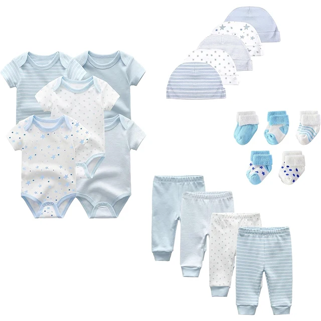 Unisex Fashion Bodysuit Set for Baby Boys and Girls Bodysuit and Accessories 19 Pack Comfortable Babywear Newborn Set - Image 3