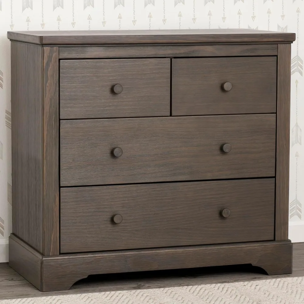 Simmons Kids Paloma 4 Drawer Dresser with Changing Top and Interlocking Drawers - Greenguard Gold Certified, Rustic Grey 4