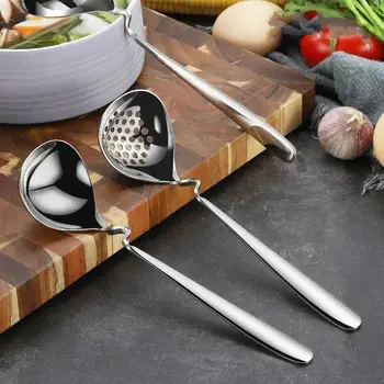 1pcs Long Soup Spoon Colander Kitchen Utensils Tableware Deepen and Thicken The Long Handle of The Spoon Stainless Steel 2