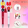 12Pcs Beadable Ballpoint Pens Plastic Xmas Bead Pen Ballpoint Pens Black Ink Ball Pen for Kids Students 4
