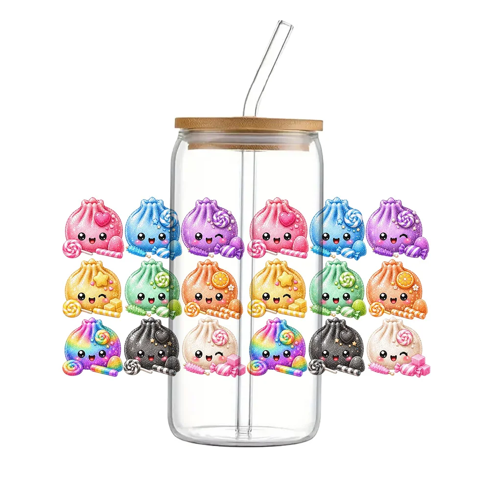 Charming Cartoon Bao Buns Waterproof UV DTF Sticker Wraps for Glass Cups and Phone Cases