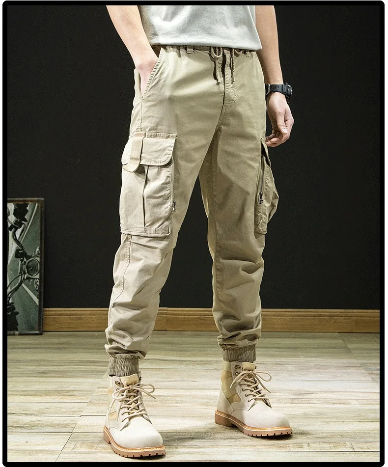 2022 Summer Tactical Cargo Pants Men Fashion Sport Joggers Casual Streetwear Hip Hop Baggy Trousers Army Green Khaki Black Gray beige cargo pants