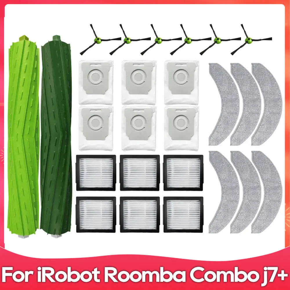 Adequado para Aspiradores de pó Robô Irobot Roomba Combo J7+j9+ Rolo Escova Lateral Bolsa de pó Esfregão Acessório de Reposição Peça de Reposição