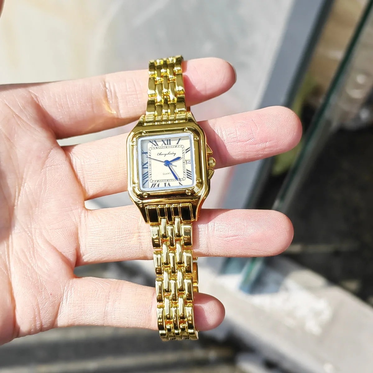 Elegant Square Design Stainless Steel Couple Quartz Watches