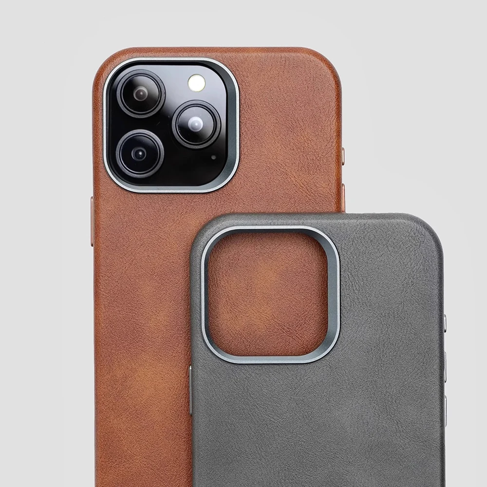 Premium Vintage Leather Magnetic Phone Case with Wireless Charging and Shockproof Back Cover