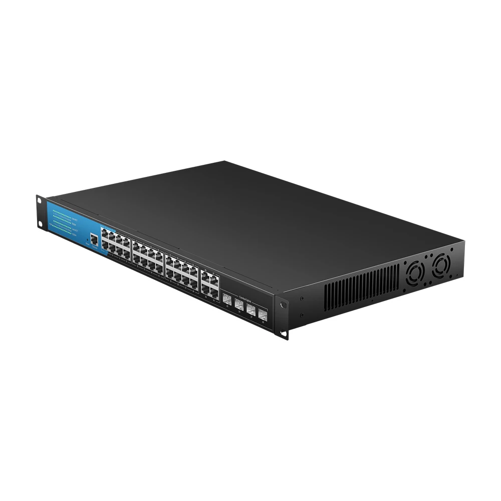 28포트 기가비트 관리형 스위치 |   레이어 3 네트워크 스위치 |   24x RJ45 + 4 콤보 |   VLAN, QoS, ACL |   비즈니스 및 기업