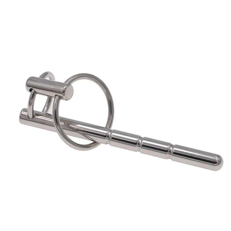 New Male Chastity Urethra 2 Cock Ring Penis Plug Stretches Stainless Steel Sounding Adult 18 Sex Toys for Men Gay Urethral Sound
