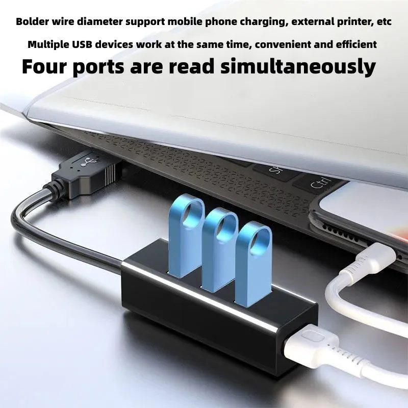 USB Hub Portable 4-Port USB 3.0 Hub High Speed USB Cable Divider Charger Extension Cables Splitter Adapter OTG For Phone PC 30/120cm