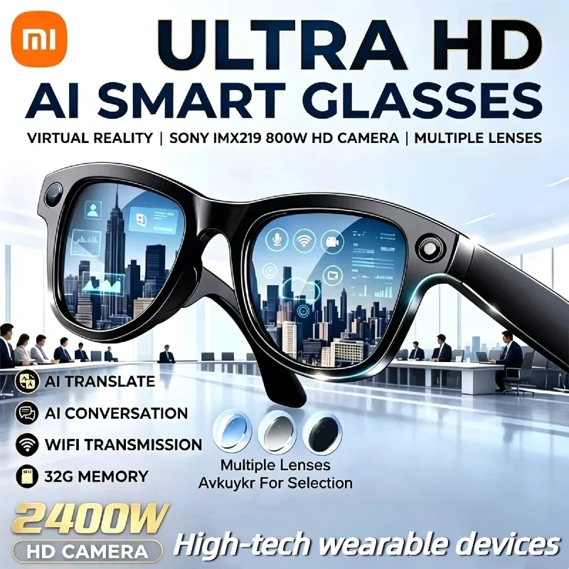 Smart AI Glasses with 1080P HD Camera – ChatGPT Voice Assistant, Bluetooth Calling, 32GB Storage, Language Translation & Music Smart Sunglasses 1