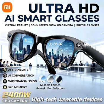 Smart AI Glasses with 1080P HD Camera – ChatGPT Voice Assistant, Bluetooth Calling, 32GB Storage, Language Translation & Music Smart Sunglasses 1