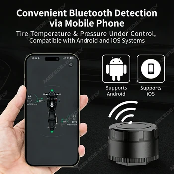 Sistema di Monitoraggio Pressione Pneumatici TPMS BT 5.4 per Auto, Moto, Tricicli e Camion con Visualizzazione su App per Smartphone Apple iOS e Android