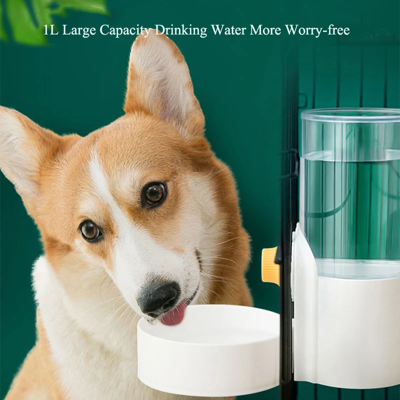 Dog Automatic Hanging Cage Drinking Fountain Feeder Set Pet Supplies