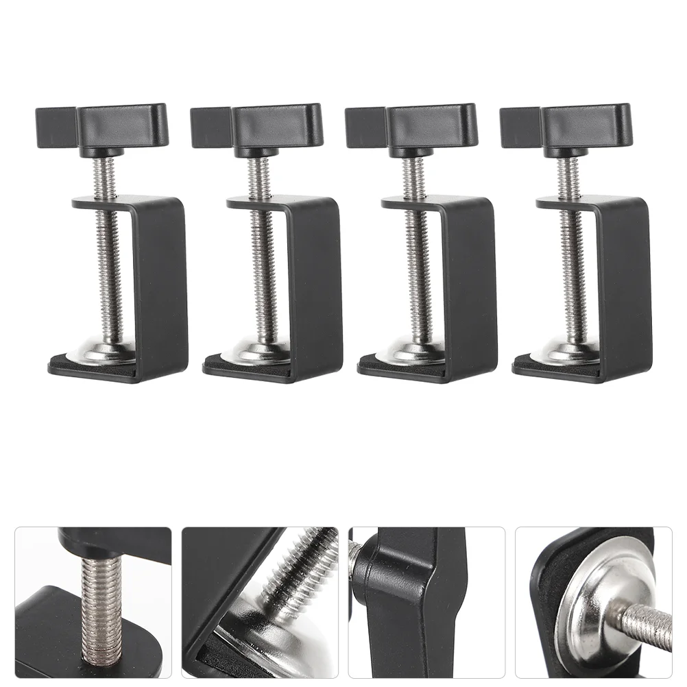 

4 Pcs Home Office Clamps Table Mount Base Tabletop Mounting Stainless Steel Universal
