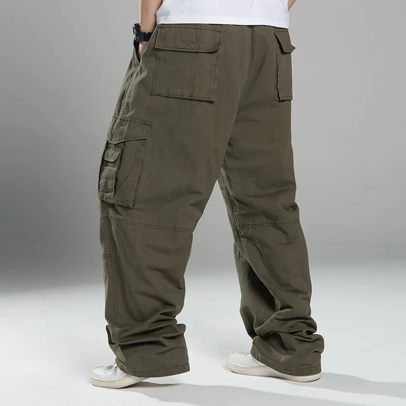 Plus Size 9XL 10XL 150KG Autumn summer Men cargo pants thick high street pants safari style pockets outdoor straight pants 4