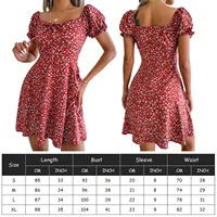 2023 New Casual Short Sleeve Square Neck Lace-up Dress Retro Women Floral Printed Mini Dress Ladies Fashion Slim Office Dresses - Image 6