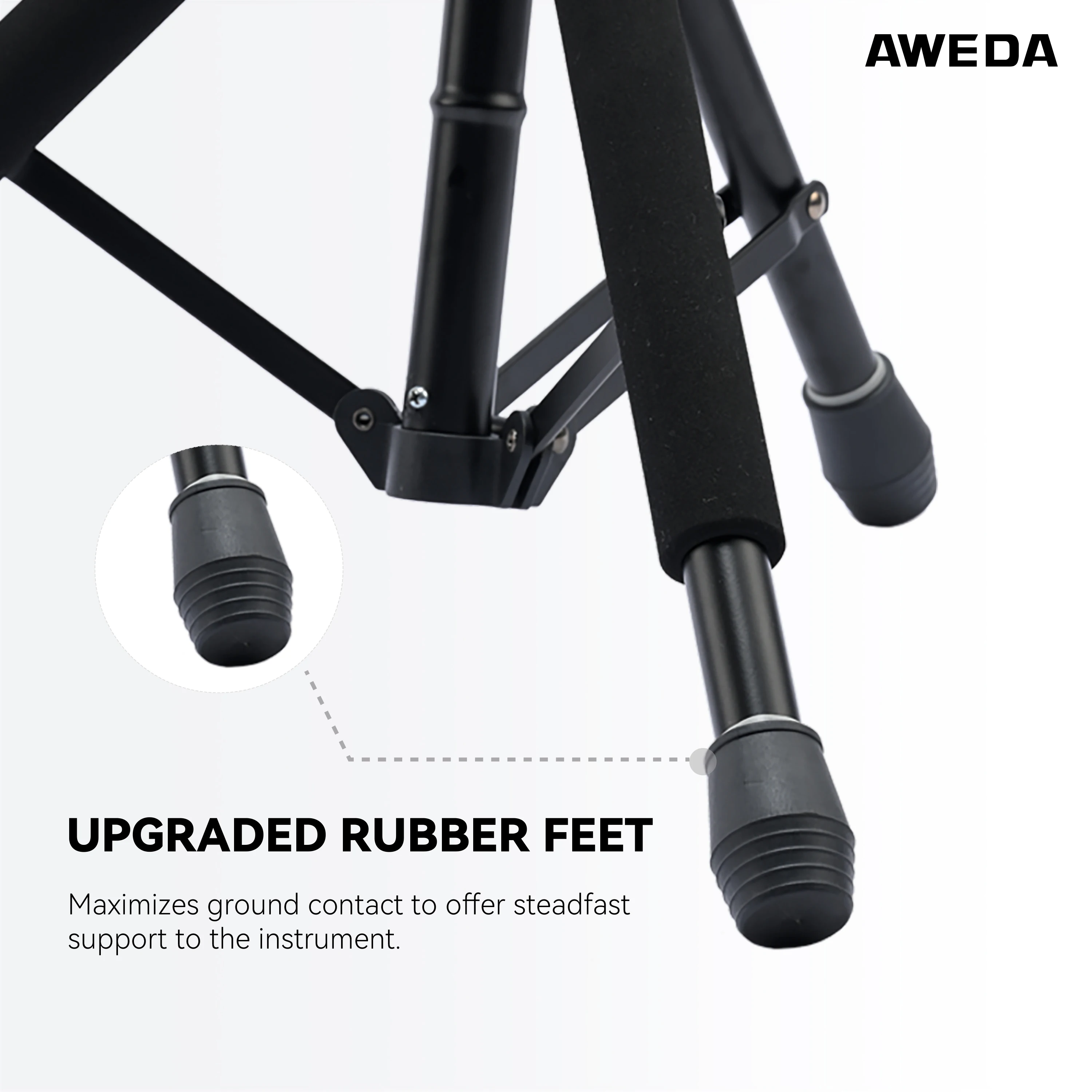 AWEDA Premium Auto-Fit Verriegelbarer Einzel-Gitarrenständer – Stabiler Bodenständer für E-Gitarre, Akustikgitarre & Bassgitarre – Detail 4