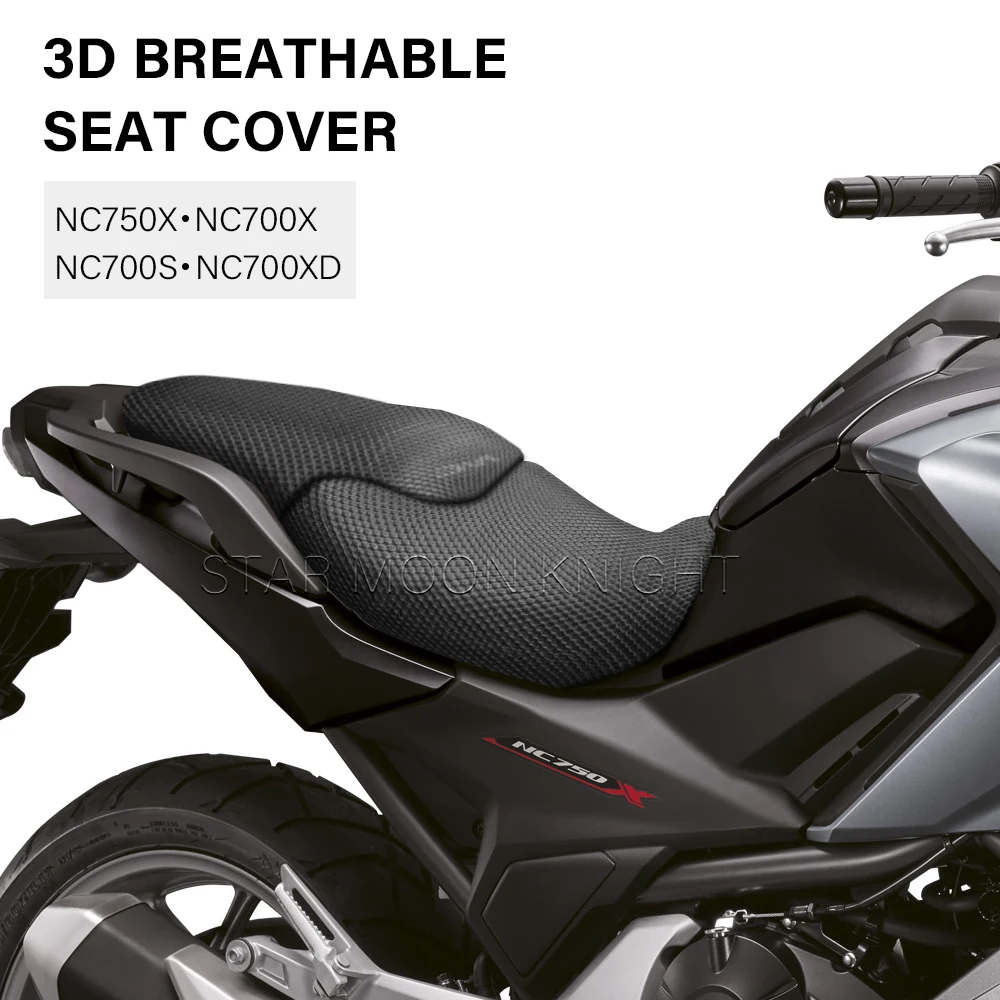 Housse De Selle Moto Respirante Maille Nid D'abeille - Pour Honda NC700/750X, Avant/arrière