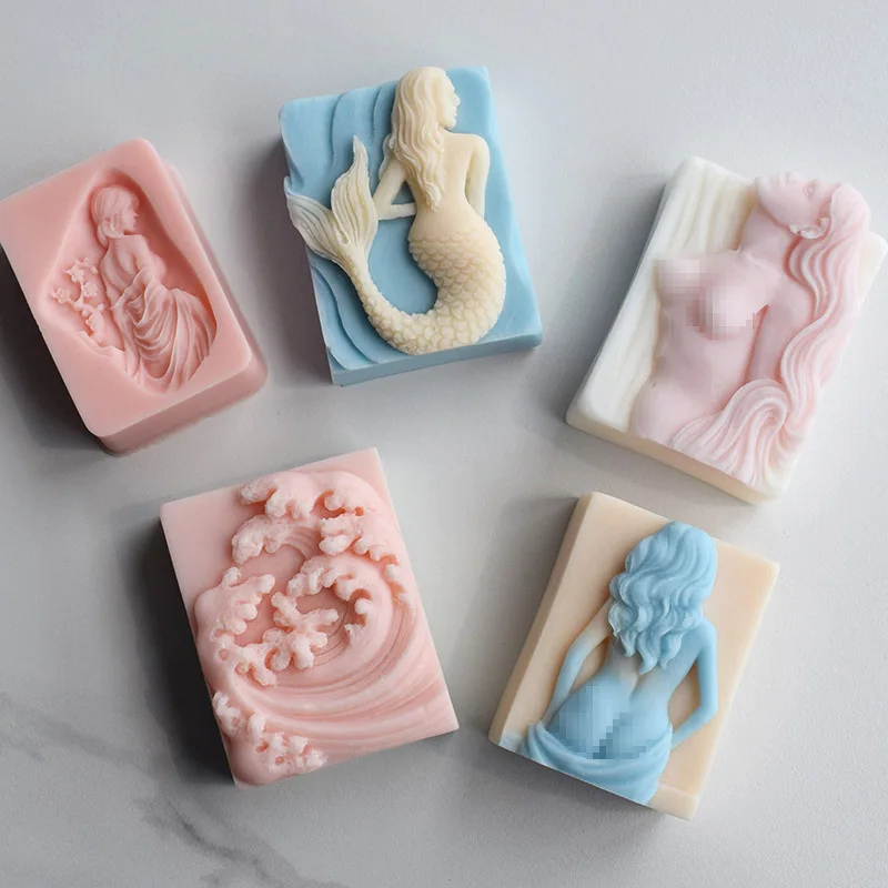 

Homemade handmade soap silicone mold beautiful girl relief series