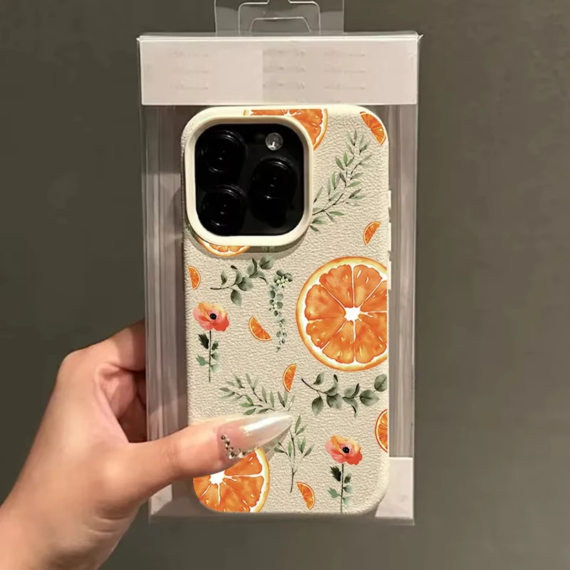 รูปสินค้า เคสซิลิโคนลายส้มฤดูร้อน สำหรับ iPhone 17 Pro Max 16 15 14 13 12 11 Pro 14 15 Plus 17 Air กันกระแทก นิ่มสบายมือ