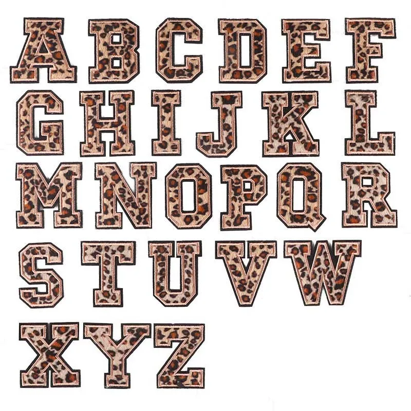 Leopard Print Embroidered Alphabet Badge Patches