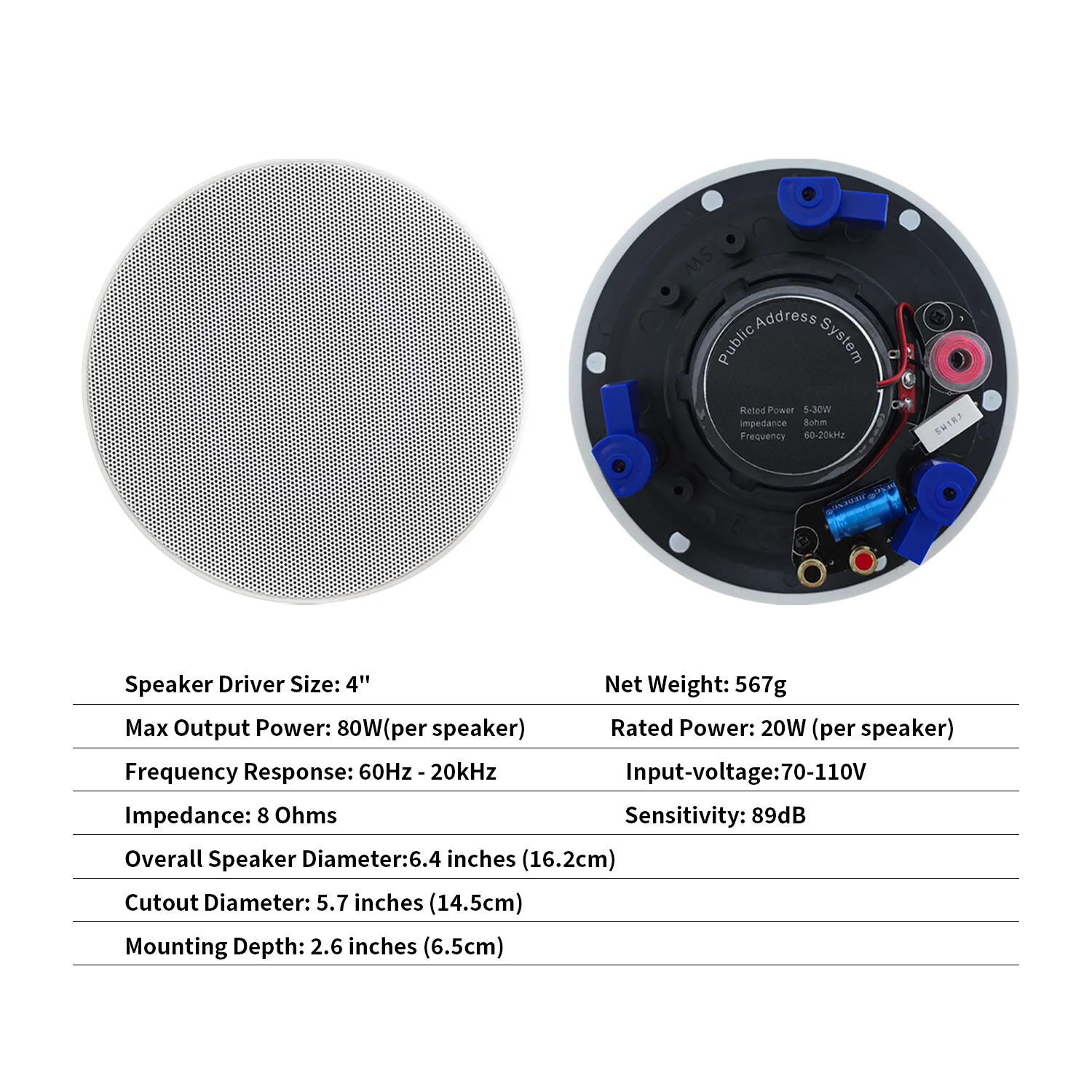 Muxeark 2pcs 4 Inch Home Audio 160w Ceiling Bluetooth Speaker Home Recessed Speaker System For Indoor Kitchen Bedroom Bathroom, Alina Gadgets