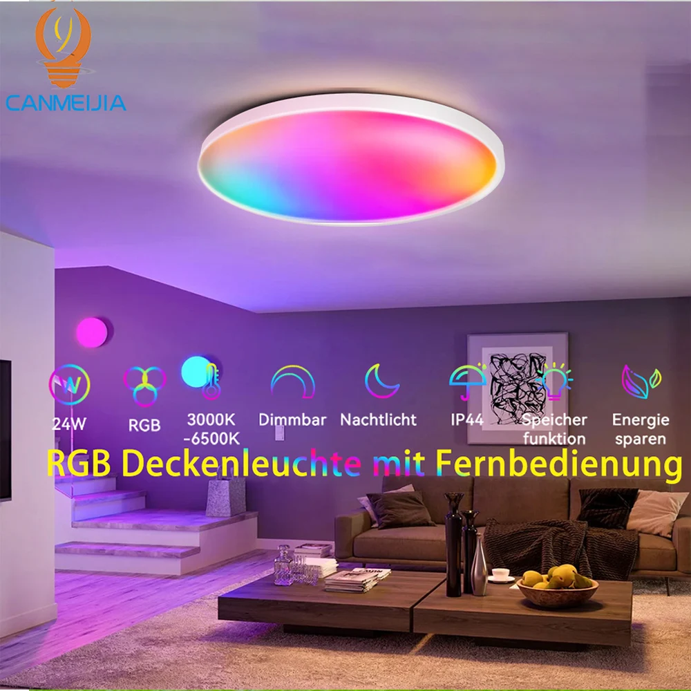 RGB Alexa Ceiling Light Wifi Remote LED Ceiling Chandelier Bedroom Living Room Decoration Home Tuya Dimmable Led Lights Fixture