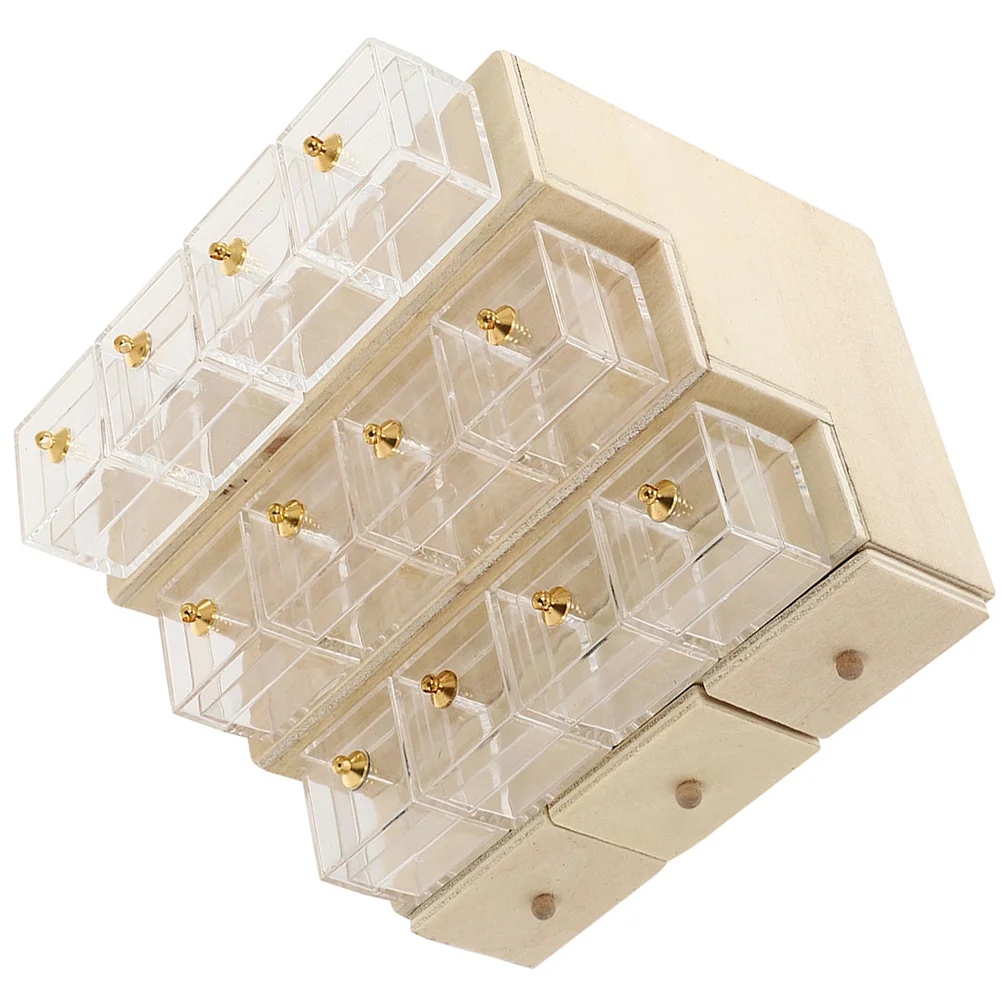 

Ящик для хранения сладостей для кукольного домика, миниатюрная деревянная полка для ящиков, модель мини-шкафа, демонстрационная стойка для фруктов, аксессуары для мебели