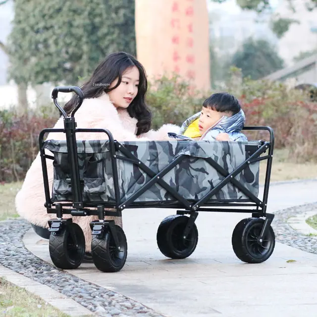 Kreatív Összecsukható Szekerek Kerekekkel Kültéri Kempingkocsik Hordozható Tengerparti Kocsi Hosszabbító Kerekek Otthoni Bevásárlókosár - Image 5