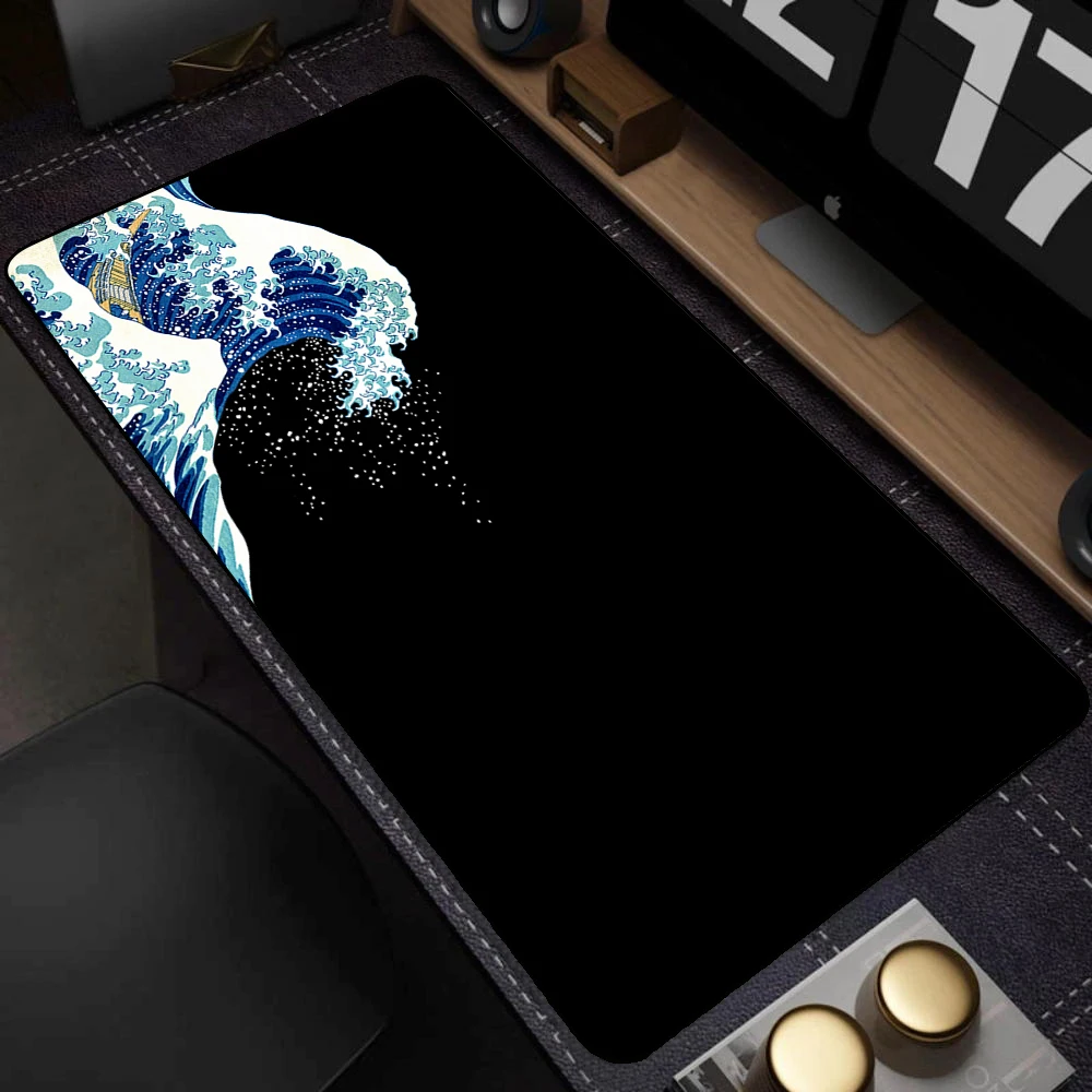 Mouse Pad Gamer Black Great Wave Art Mousepad XXL Mechanical Keyboard Pad Non-Slip Carpet Natural Rubber Big Mouse Mats 900x400 — view 2