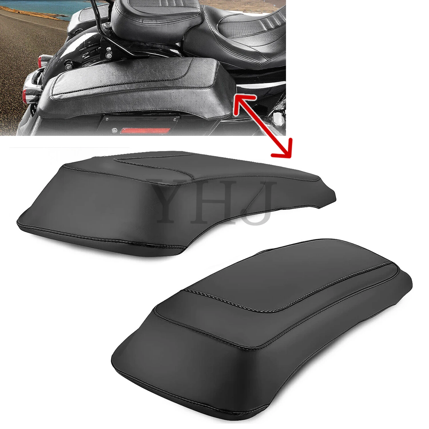 

Motorcycle Saddlebag Speaker Lid Leather Waterproof Covers Black For Harley Touring Electra Glide Road King 1993-2013