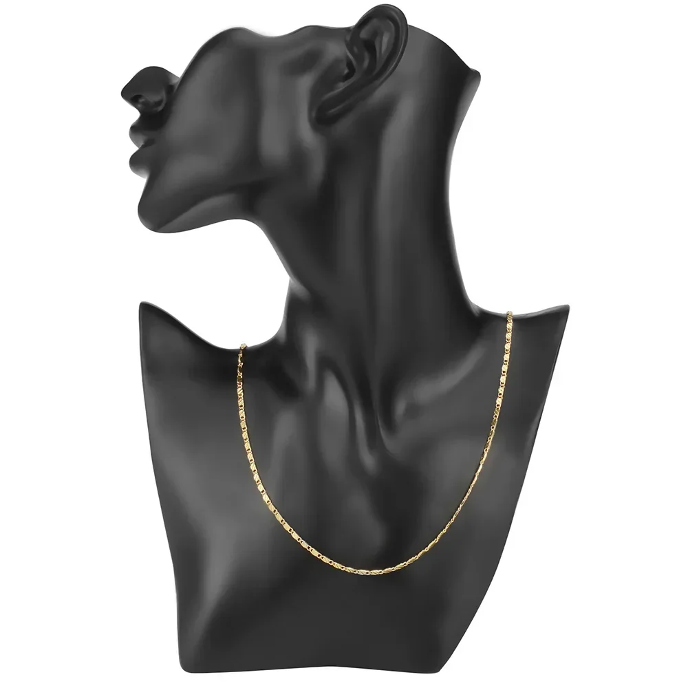 Elegant 18k Gold and Sterling Silver Flat Chain Necklace - Luxury Fashion Jewelry