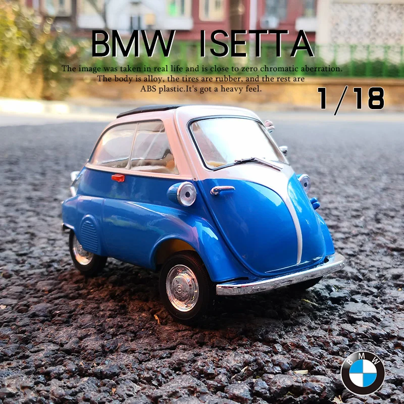 Welly 1:18 Bmw Isetta Egg Alloy Classic Car Model Diecast Metal Toy Retro Mini Car Model Simulation Collection Regali Per Bambini
