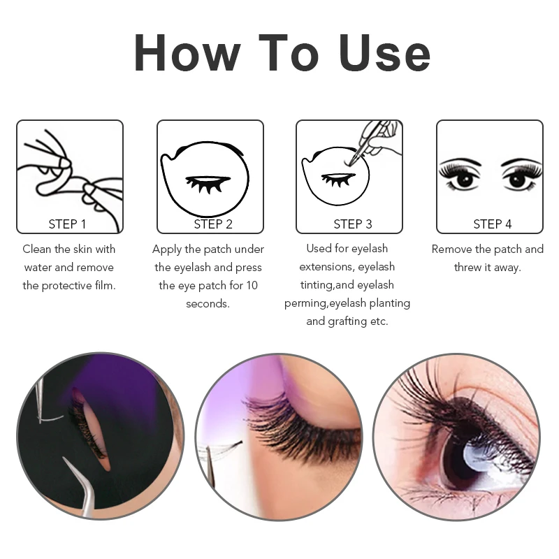Eyelash Patches 50PCS UV Eyelash Patches Hydrogel Gel Eye Patches false Eyelash Extension Black Under Eye Pads Makeup Tools UV Patch