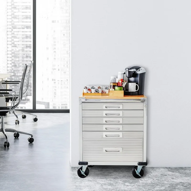 Seville Classics UltraHD Heavy Duty Rolling Cabinet Workbench Table w/Solid Wood Top Workstation for Garage, Office, Workshop 6